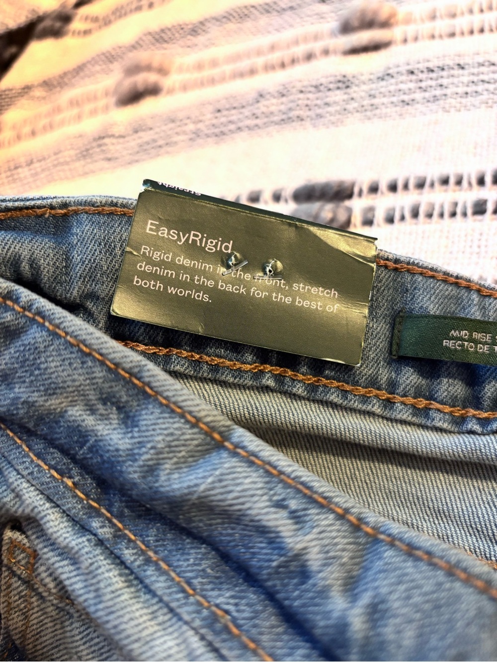 Women’s Distressed Blue Jeans - Mid-Rise Straight - Picture 6 of 13